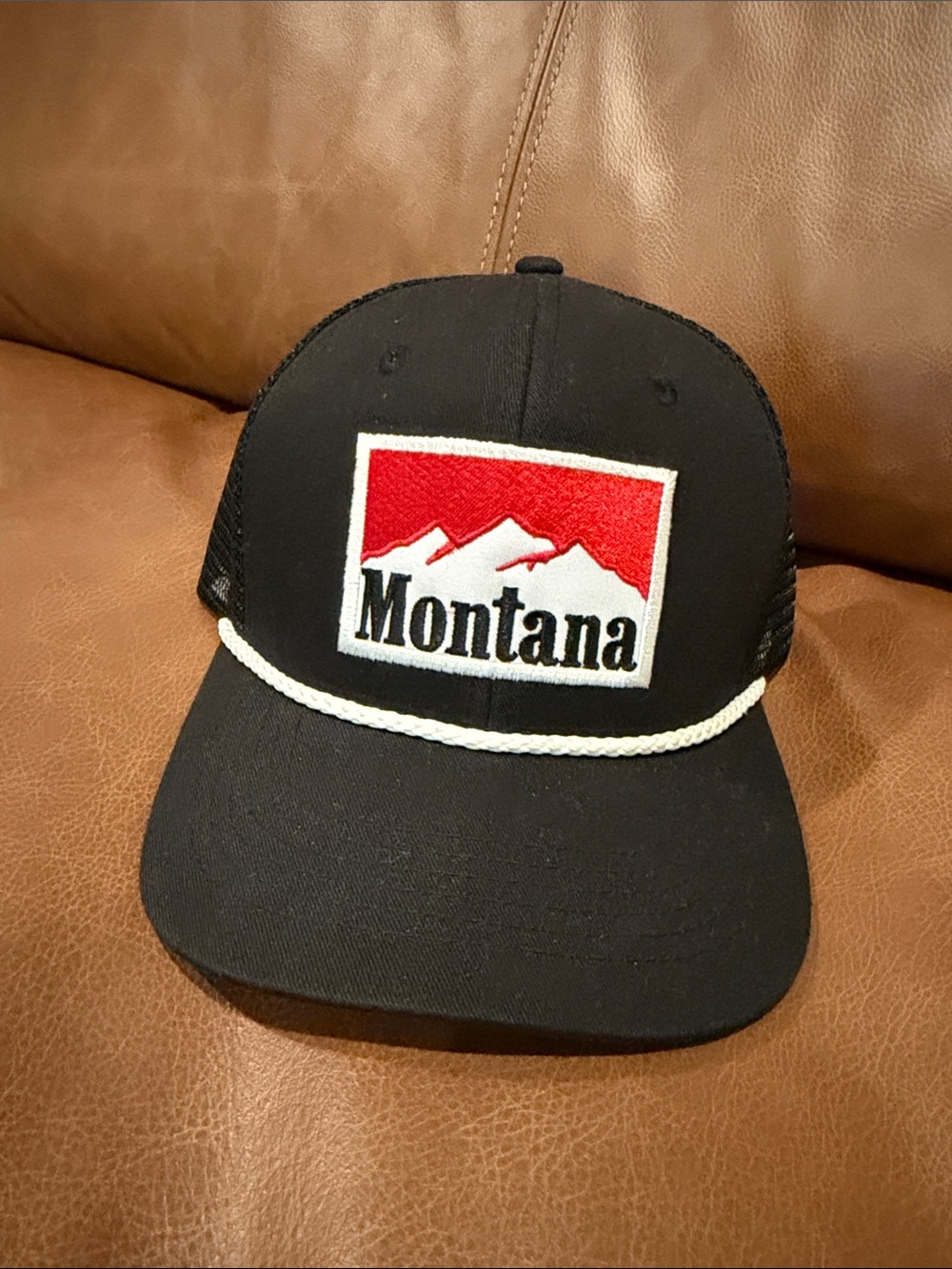 Montana Black Trucker Cap with Red Patch